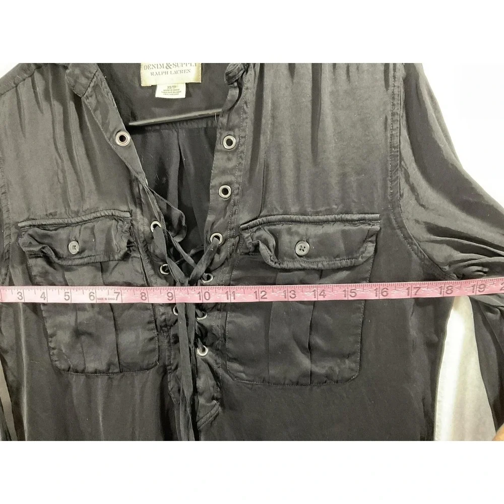 Denim & Supply Ralph‎ Lauren Shirt Dress Womens XS Black Lace Up Utility Safari